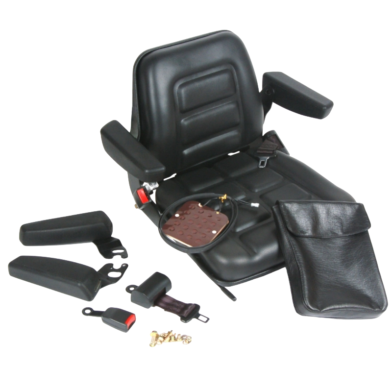 Siège de chariot élévateur certifié ergonomique durable BF1-1 pour chariots élévateurs à combustion interne avec vinyle noir